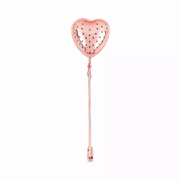 Rose gold heart-shaped tea infuser with long handle