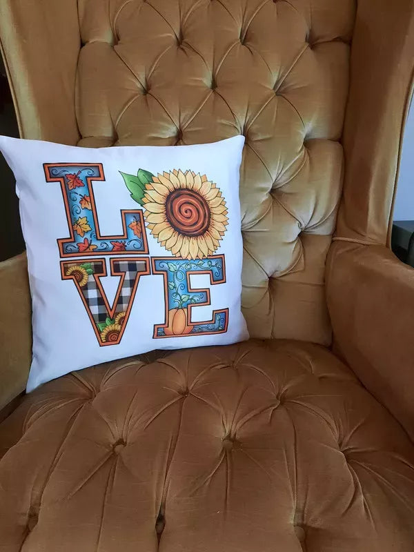 Autumn Love Throw Pillow 16x16 Throw Pillow - White / 1 - Home Decor