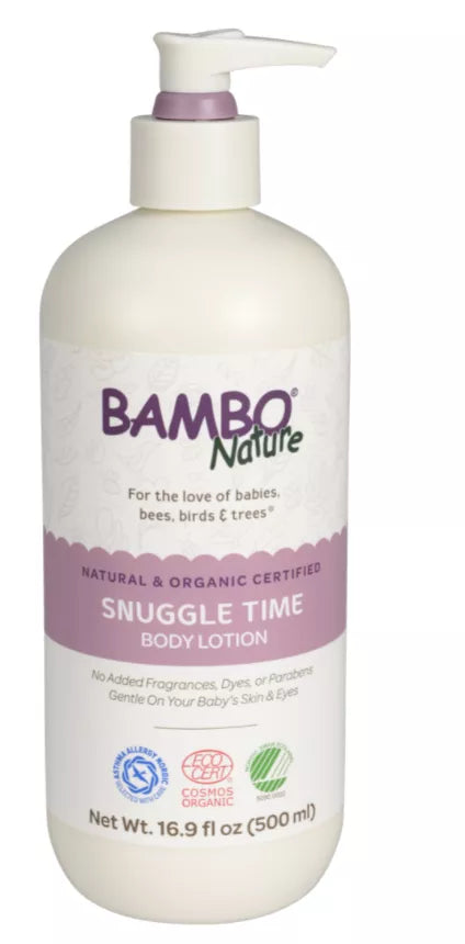 Bambo Nature Snuggle Time body lotion bottle, white pump, 16.9 fl oz (500 ml)