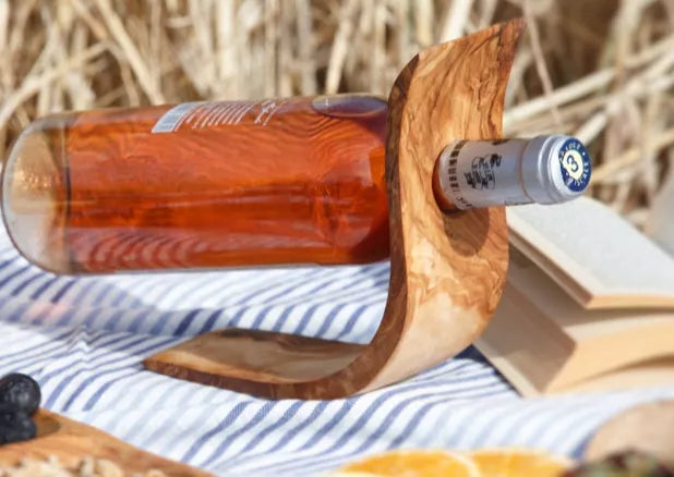 Balancing Freestanding Olive Wood Wine Bottle Holder, Decorative Housewarming Gift, Father's Day - 1 / Medium - Kitchen