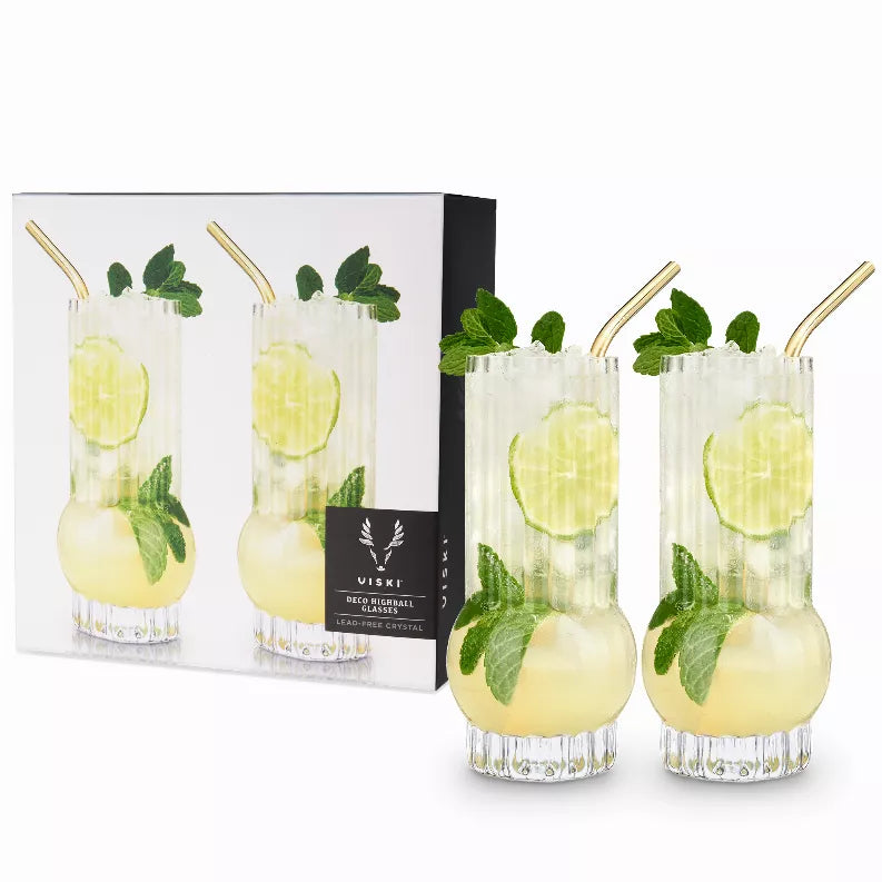 Deco Crystal Highball Glasses By Viski - Clear / 1 - Drinkware