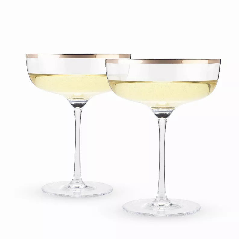 Copper Rim Crystal Coupe Set By Twine - Clear / 1 - Drinkware