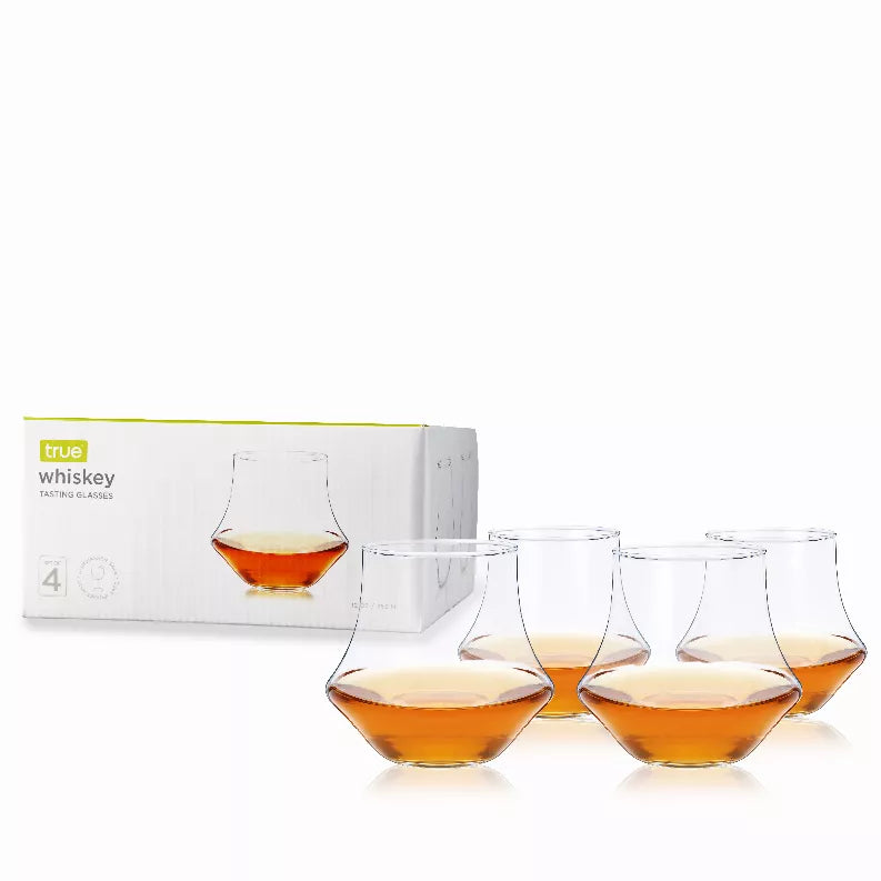 Clear whiskey glasses set of 4 with box, tumbler-style with wide rim