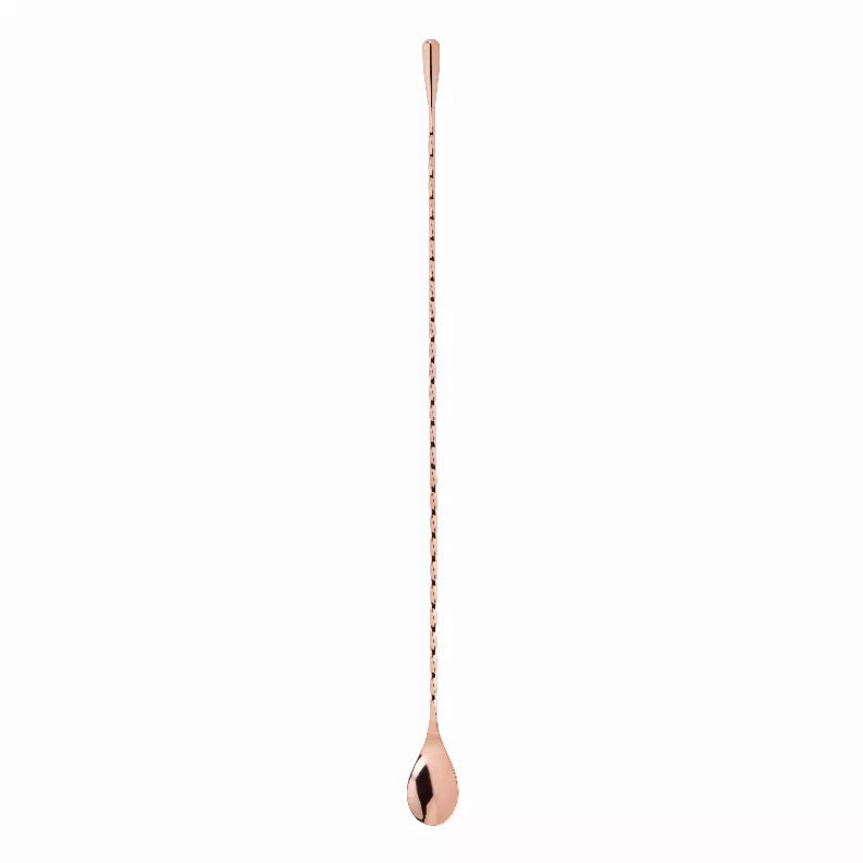 Viski weighted bar spoon, rose-gold tone metal with long stem and oval cup