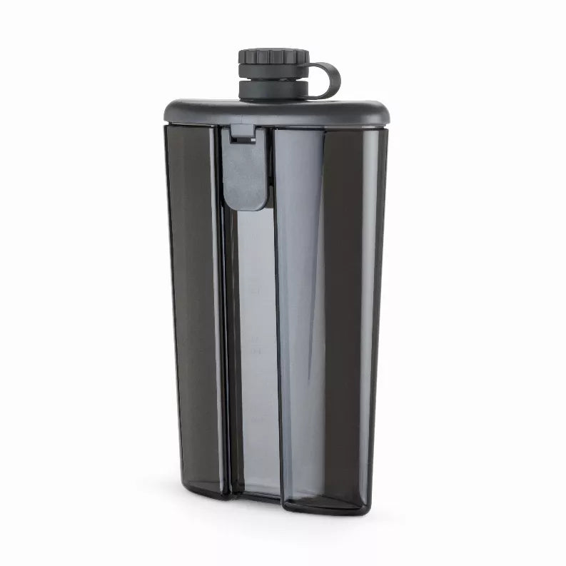 Grey Easy-Fill water flask by Host with push-top lid and clear side window
