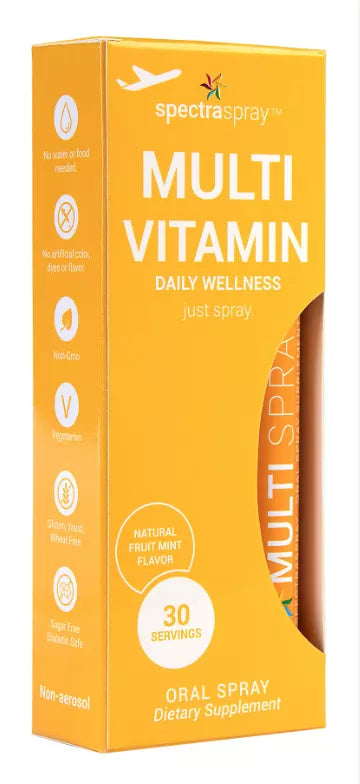 Multivitamin oral spray box front by SpectraSpray with daily wellness text