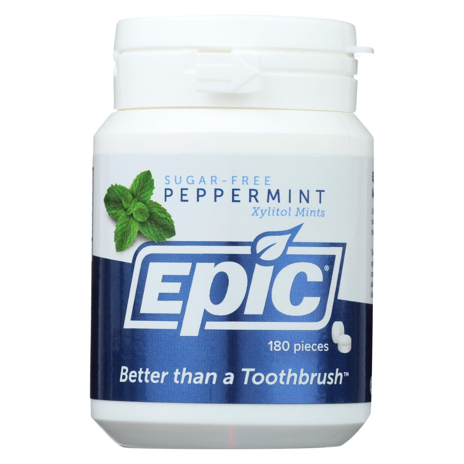 Epic Dental - Xylitol Mints - Peppermint Xylitol Bottle - 180 Ct - Eco-Friendly Home & Grocery