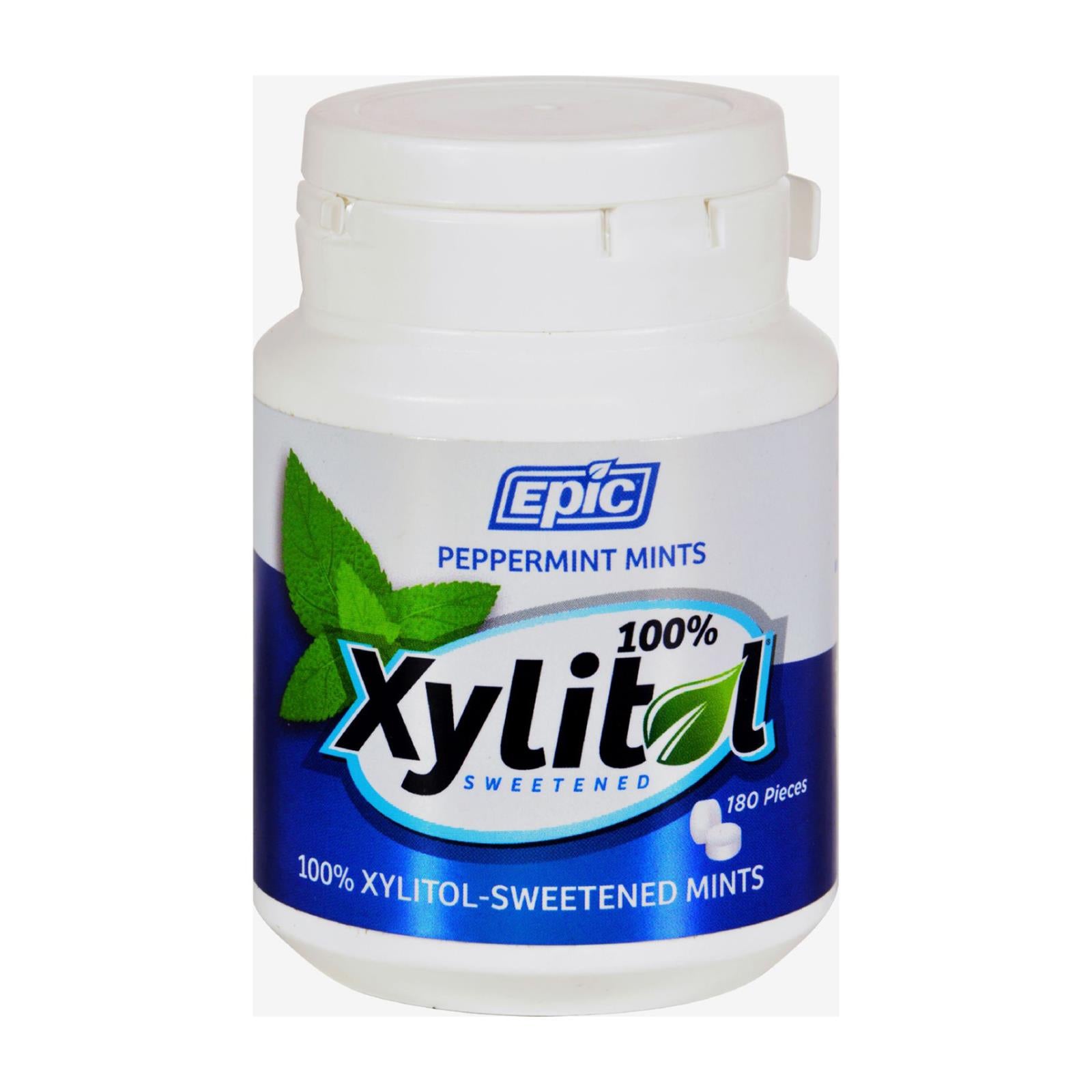Epic Dental - Xylitol Mints - Peppermint Xylitol Bottle - 180 Ct - Eco-Friendly Home & Grocery