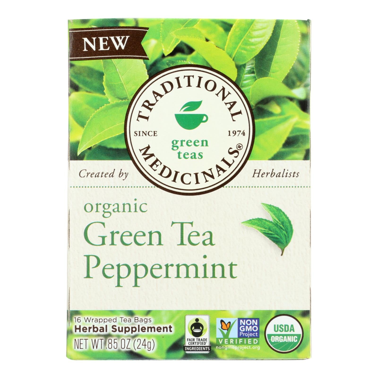 Traditional Medicinals Tea - Organic - Green Tea - Ppprmnt - 16 Ct - 1 Case - GreatEagleInc