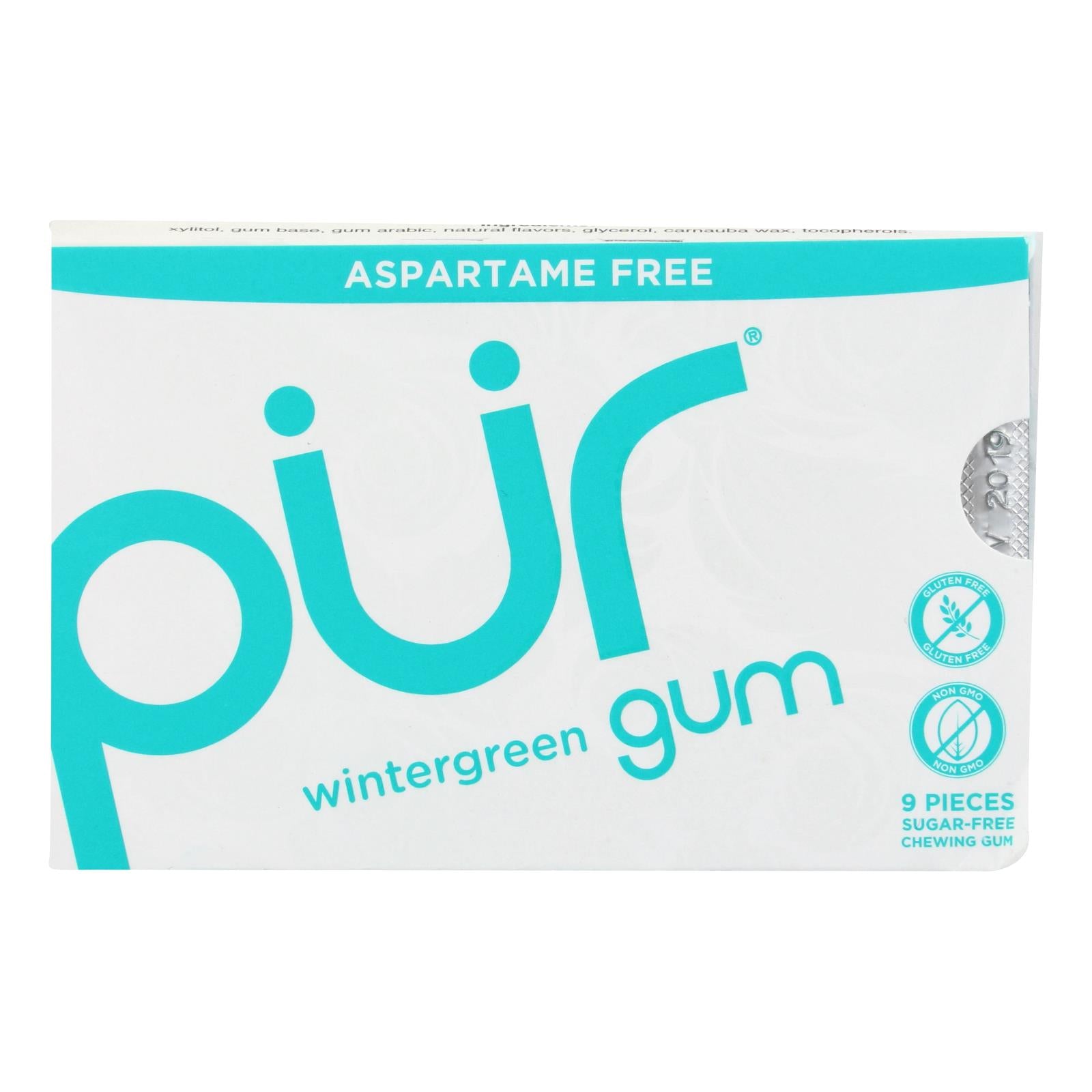 Pur Gum - Wintergreen - Aspartame Free - 9 Pieces - 12.6 G - Case Of 12 - GreatEagleInc