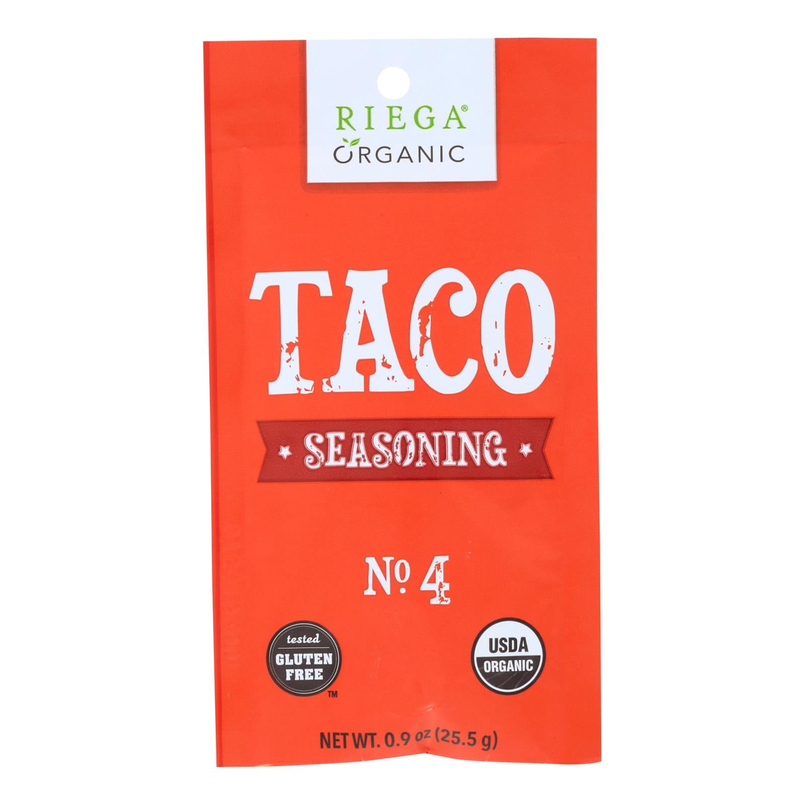 Riega Foods Seasoning - Organic - Taco - No. 4 - .9 Oz - Case Of 8 - GreatEagleInc