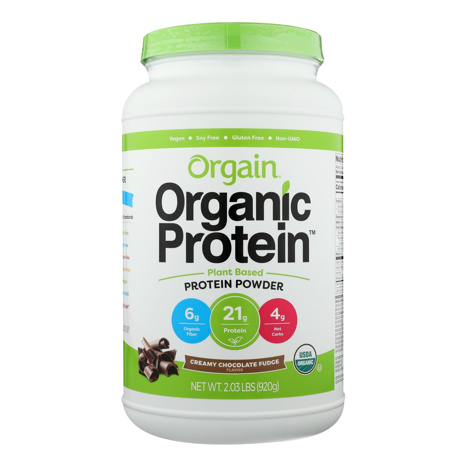 Orgain Organic Protein Powder - Plant Based - Creamy Chocolate Fudge - 2.03 Lb - GreatEagleInc