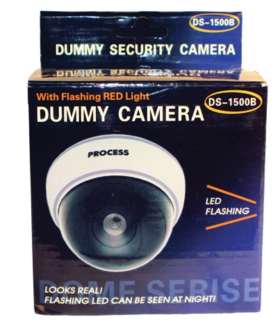 Dummy dome security camera with flashing LED, white body