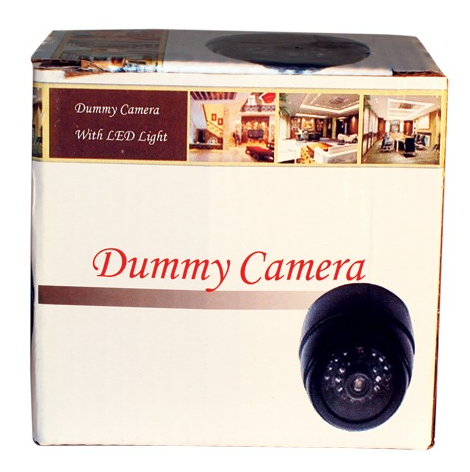Dummy dome security camera box with LED light and IR, black