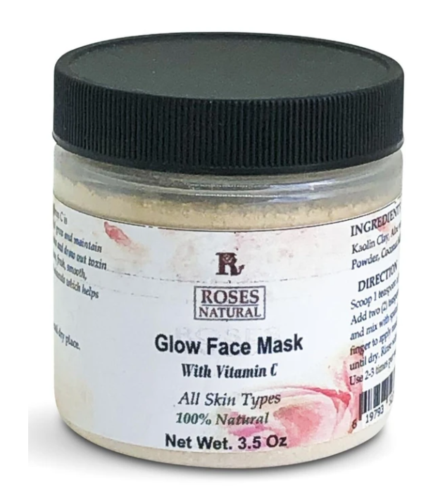 Glow Face Mask jar, cream-colored, 3.5 oz net wt for all skin types