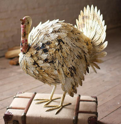 Antique White Painted Metal Turkey - Multi / 1 - Home Decor