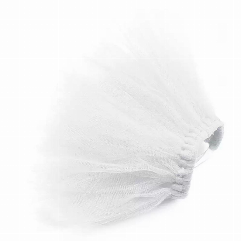 White bridal dog tutu skirt with layered tulle ruffles at the hem