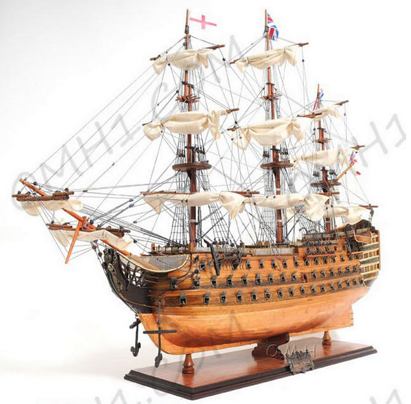 Exclusive Edition of the H.M.S. Victory Model Ship on Wooden Base - Home Decor