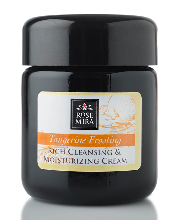 Rose Mira Tangerine Frosting cleansing & moisturizing cream jar, black lid