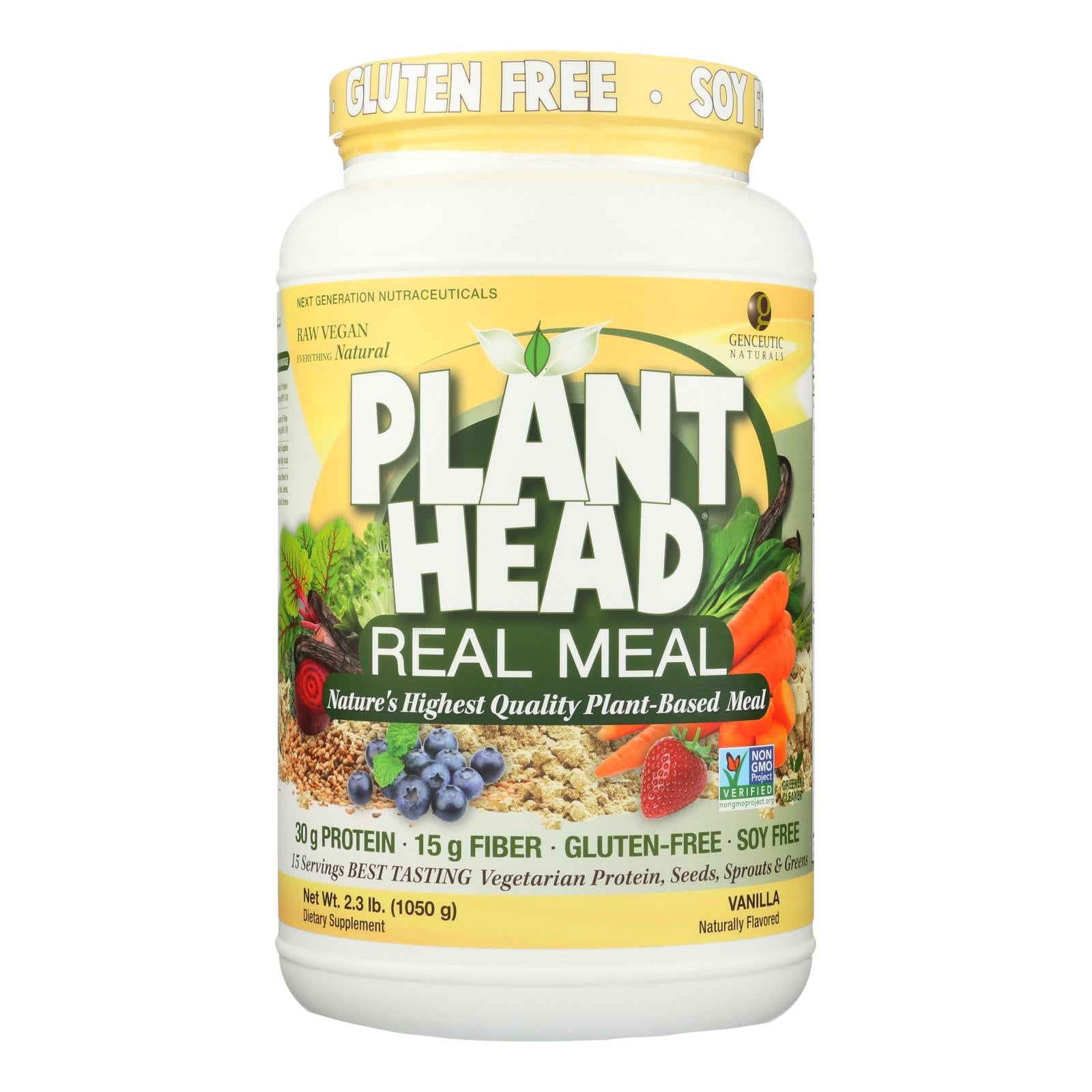 Genceutic Naturals Plant Head Real Meal - Vanilla - 2.3 Lb - GreatEagleInc