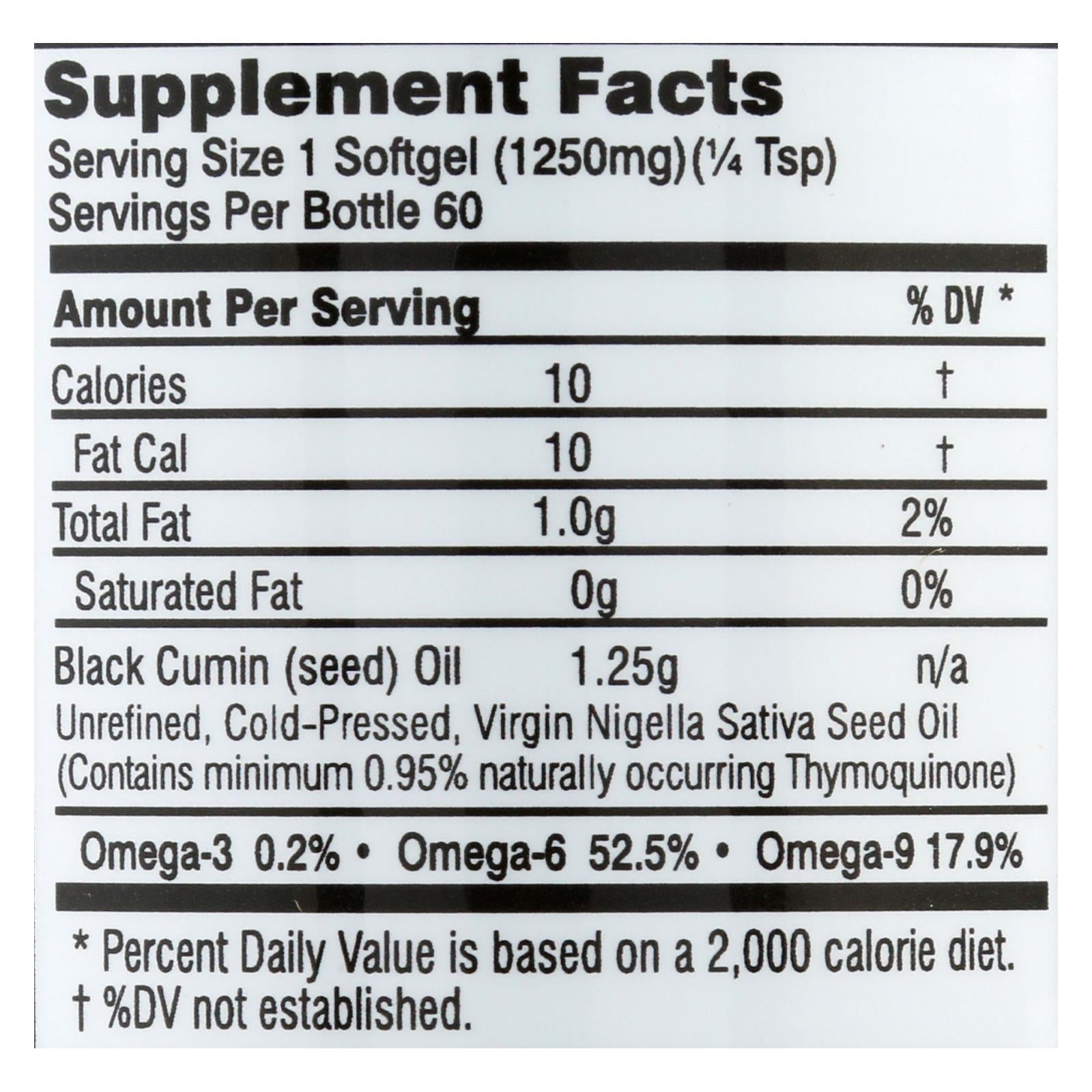Black Seed Oil - 1250 Mg - 60 Softgel Capsules - GreatEagleInc
