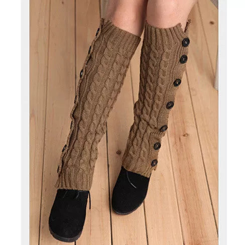 Fancy Feet - Button up your Boot Socks - Dark Brown / 1 - Footwear