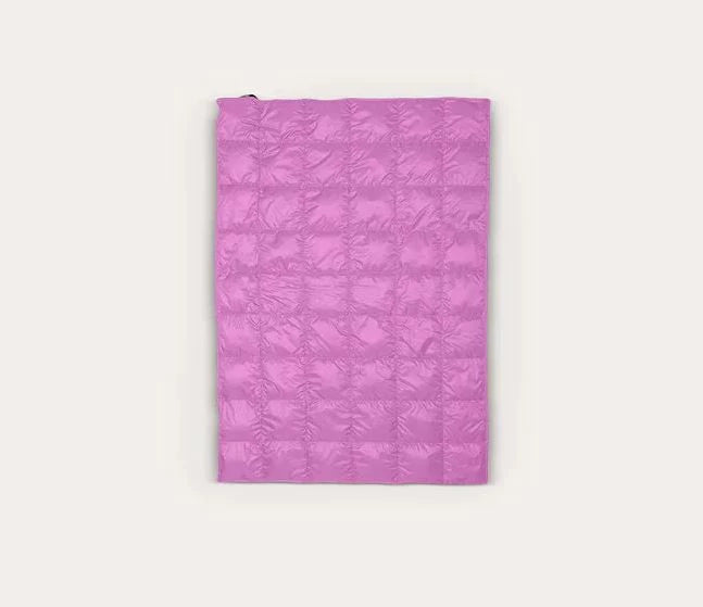 Quilted down throw blanket, orchid purple