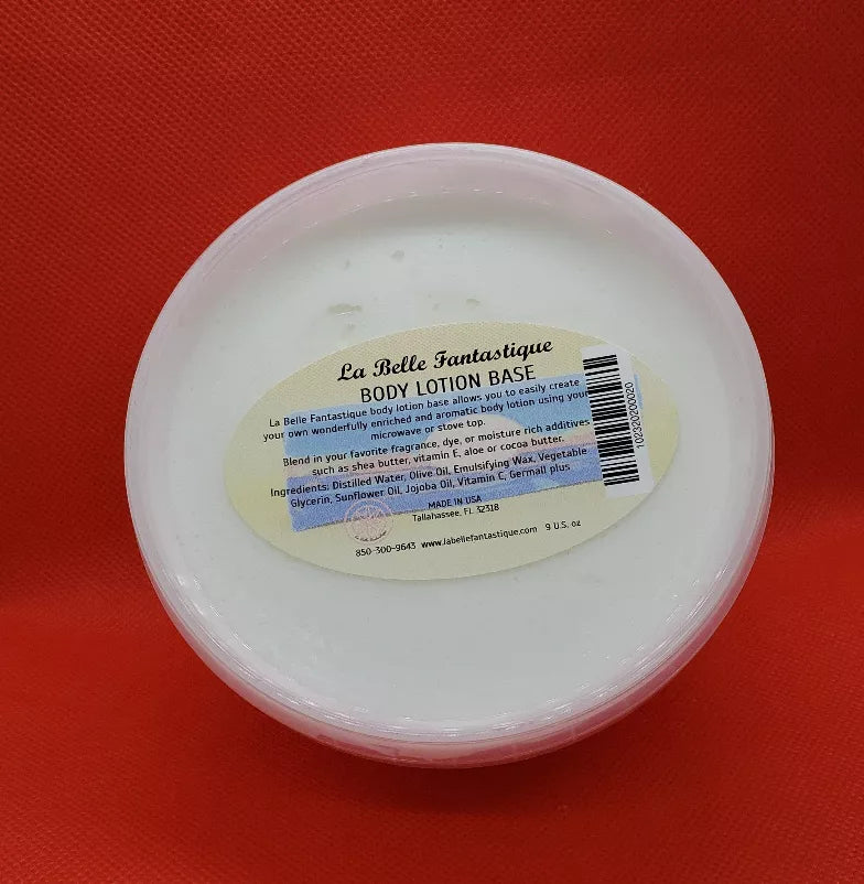 Body lotion base jar with clear lid and cream label