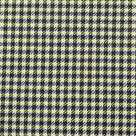 Black and yellow houndstooth jacquard pillow fabric close-up, grid pattern