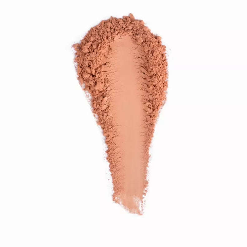 Peach nude eyeshadow swatch with subtle shimmer
