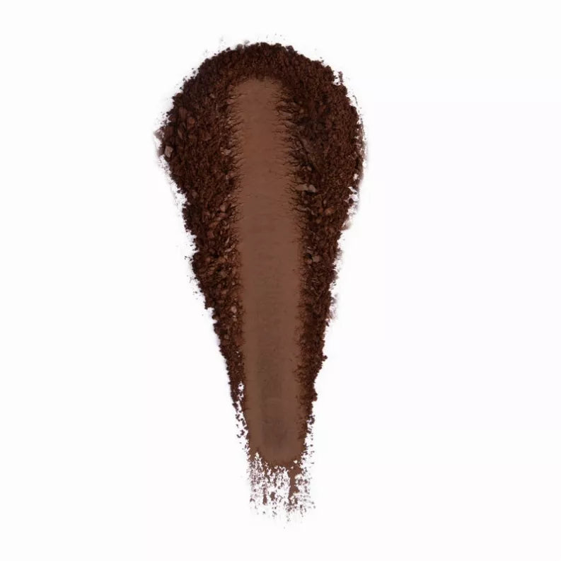 Medium brown eyeshadow swatch with dense, matte look