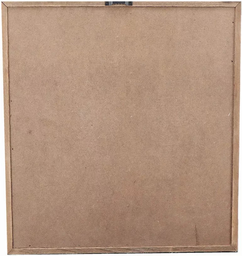 Square backboard plaque with light wood frame, blank center