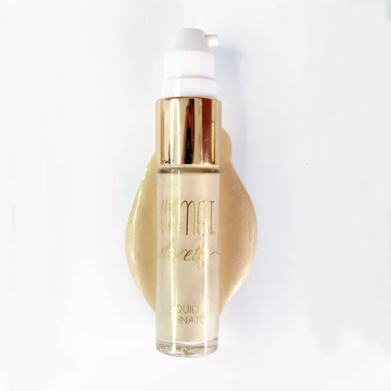 Liquid illuminator bottle with gold pump, clear-gold liquid