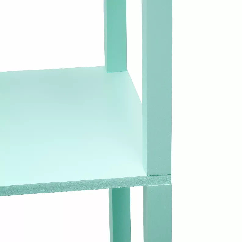 Aqua floor lamp etagere organizer showing side frame and open shelf support