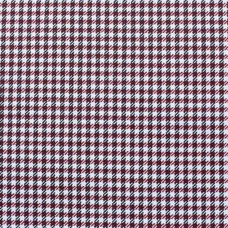 Houndstooth jacquard pillow face with burgundy, black, and white grid pattern