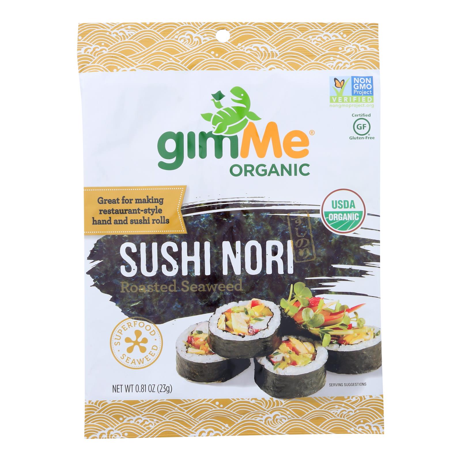 Gimme Seaweed Snacks 100% Organic Roasted Seaweed Sushi Nori - Wrap N' Roll - Case Of 12 - .81 Oz - GreatEagleInc