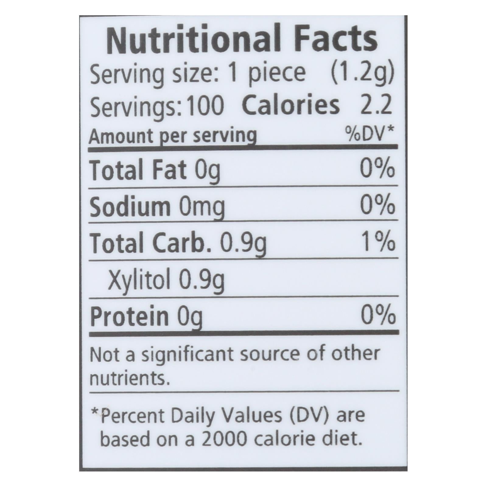 Spry Chewing Gum - Xylitol - Peppermint - 100 Count - 1 Each - GreatEagleInc