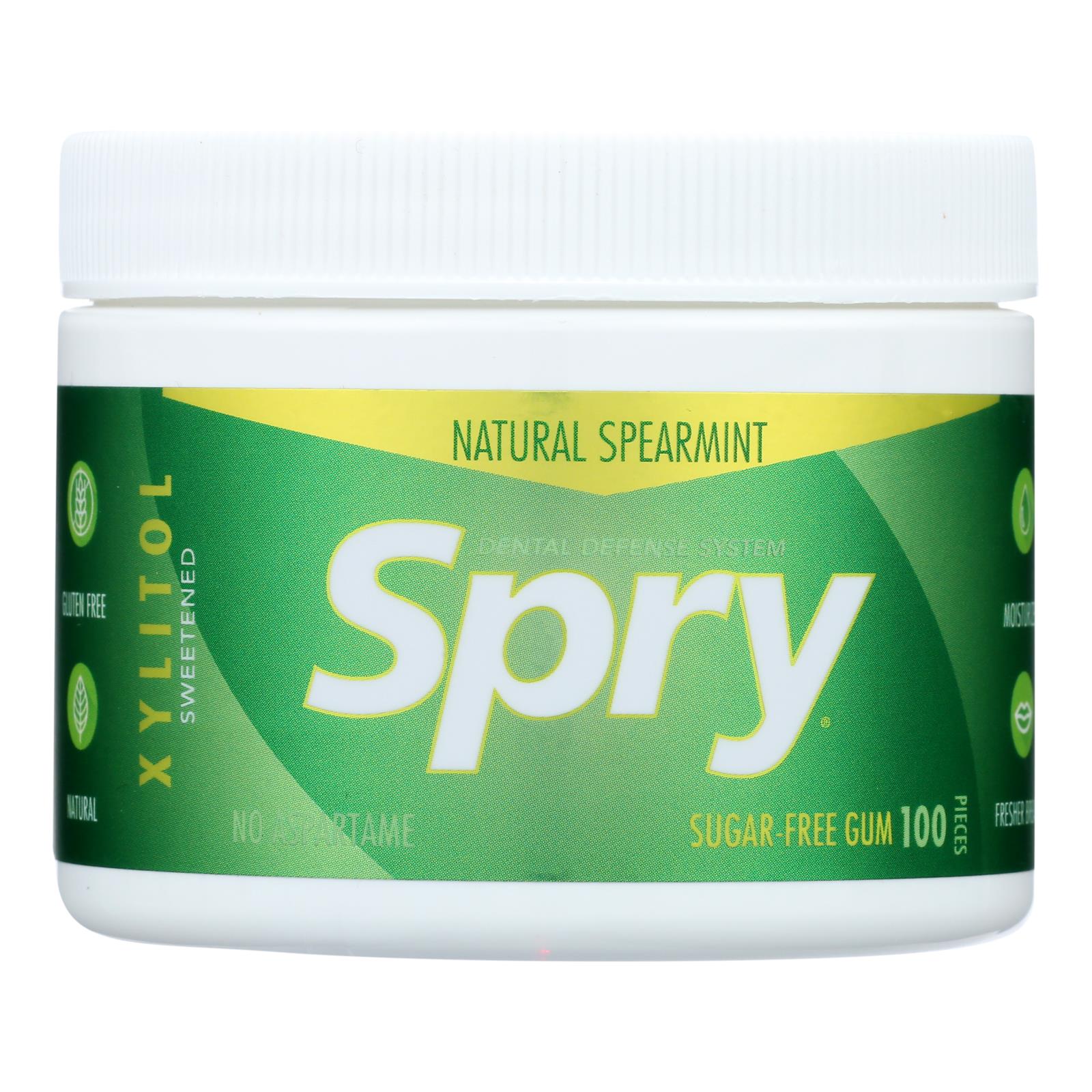 Spry Chewing Gum - Xylitol - Spearmint - 100 Count - 1 Each - GreatEagleInc