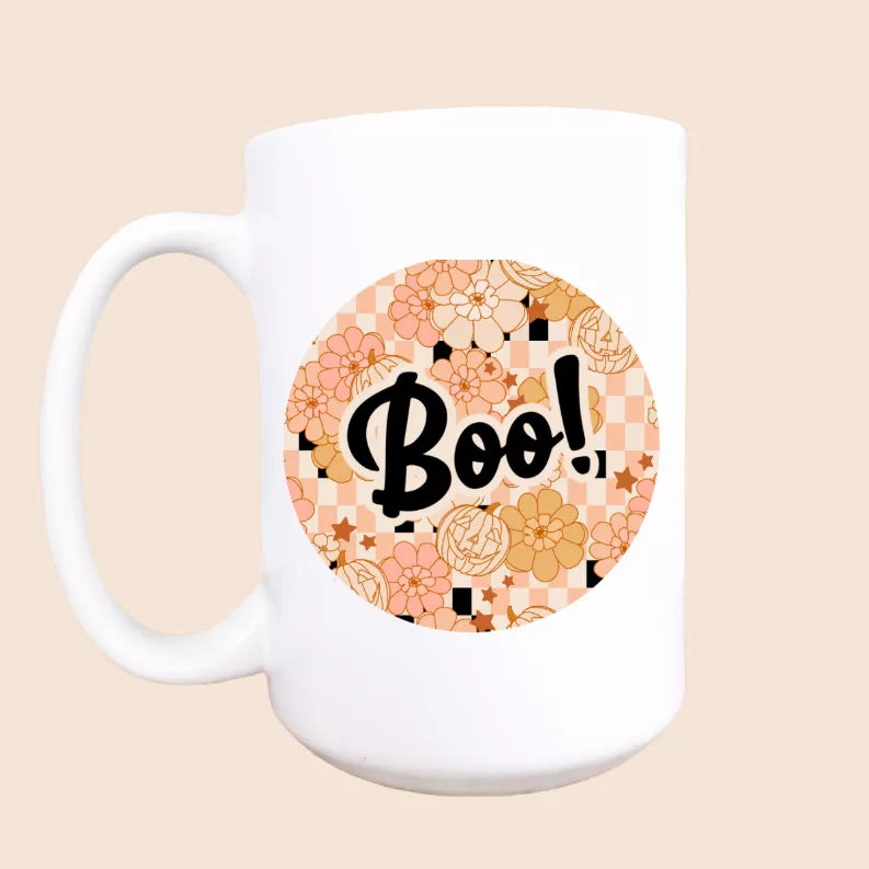 Boho boo ceramic coffee mug - Boho halloween / 1 / 15oz - Drinkware