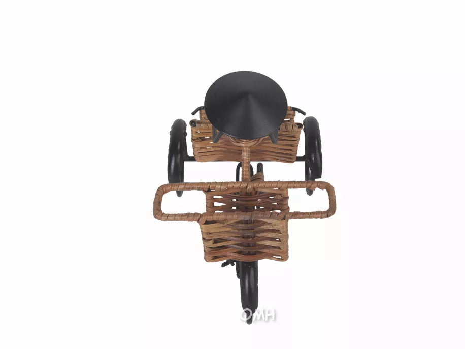 Woven rickshaw card holder with seat back and front basket