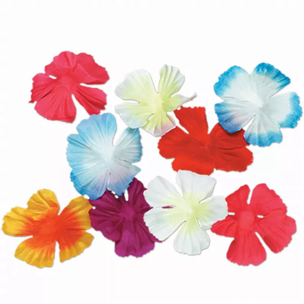 Silk flower petals set of assorted red, blue, yellow, and white petal flowers