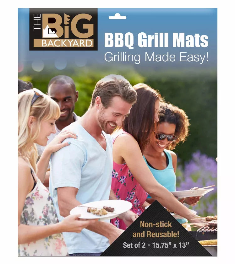 BBQ grill mats package: non-stick and reusable set of 2, 15.75 x 13 in