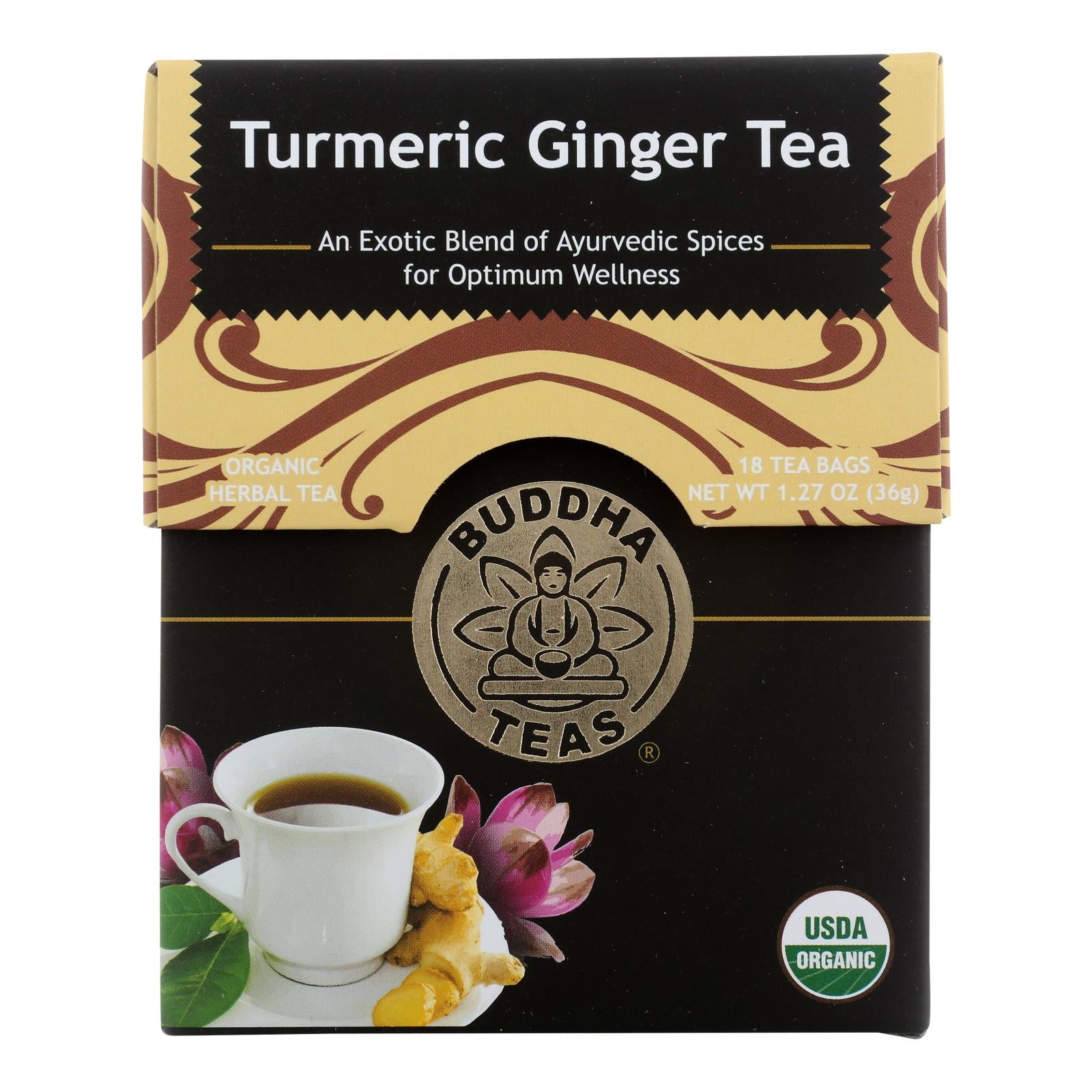 Buddha Teas -tea - Turmeric Ginger Tea - Case Of 6 - 18 Bag Buddha Teas