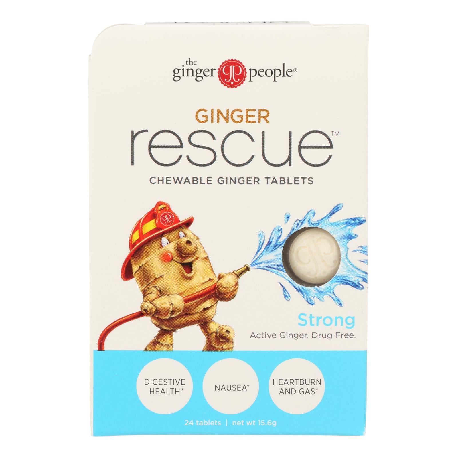 Ginger People Ginger Rescue - Strong - 24 Chewable Tablets - Case Of 10 - GreatEagleInc