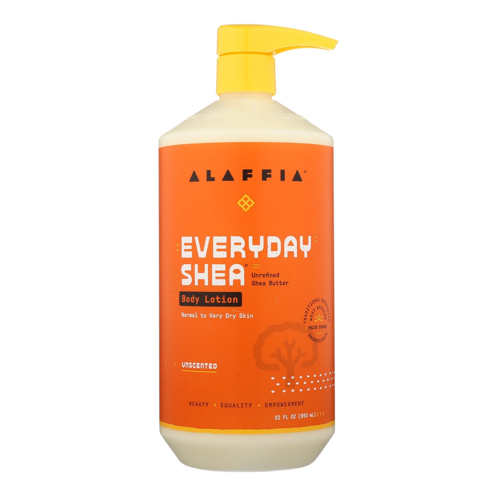 Alaffia - Everyday Lotion - Shea Unscented - 32 Oz. - GreatEagleInc