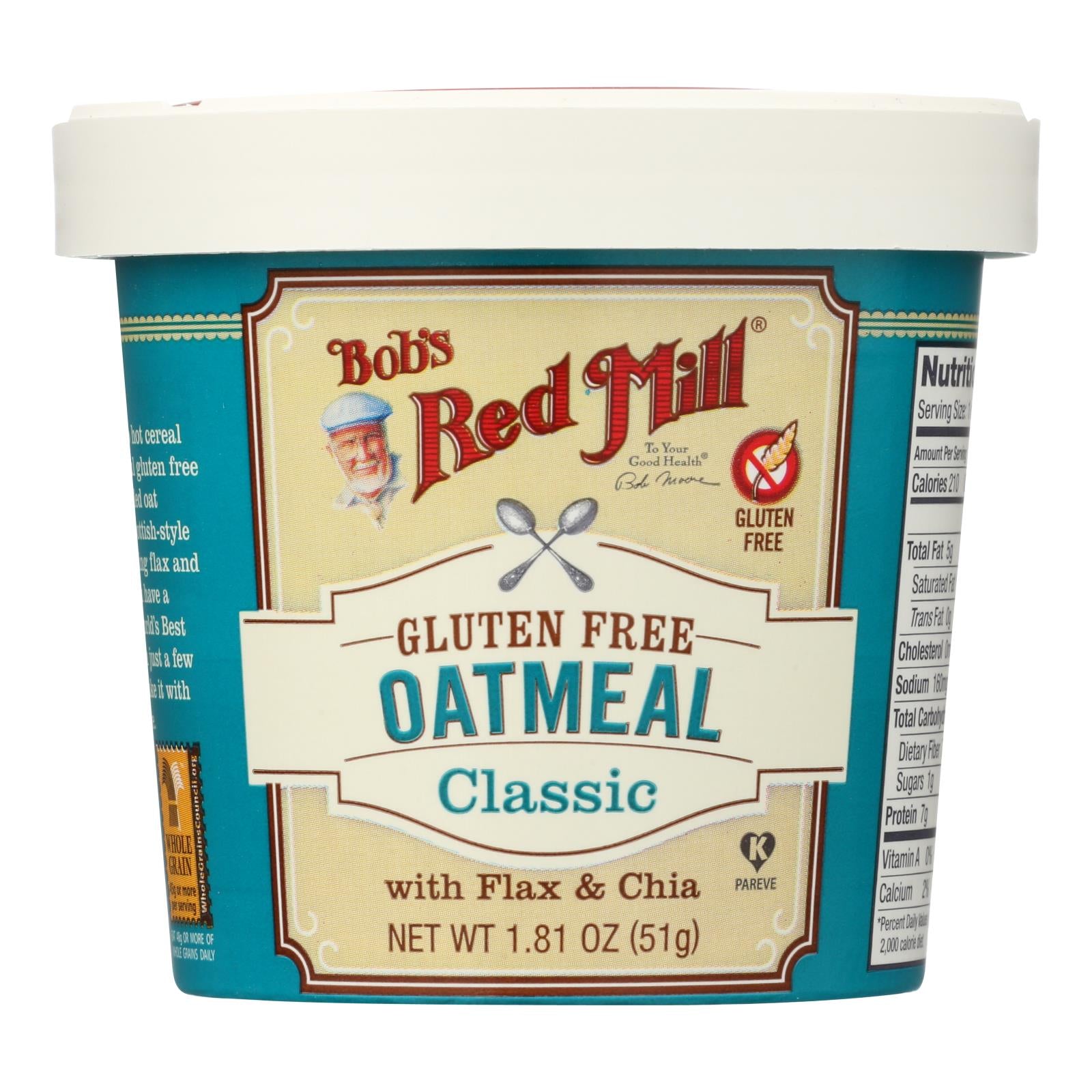 Bob's Red Mill - Gluten Free Oatmeal Cup Classic With Flax/chia - 1.81 Oz - Case Of 12 - GreatEagleInc