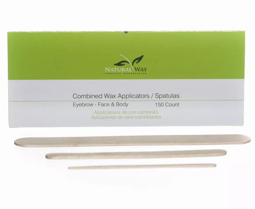Combined wax applicator spatulas box with Naturalway label, 150 count