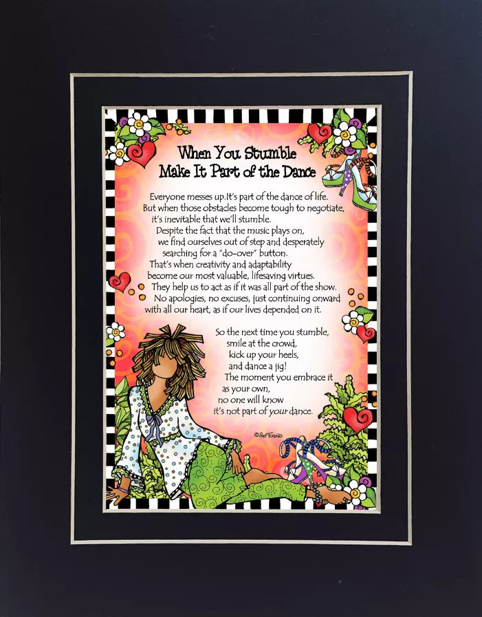 Black 8x10 framed quote print with colorful illustration and text