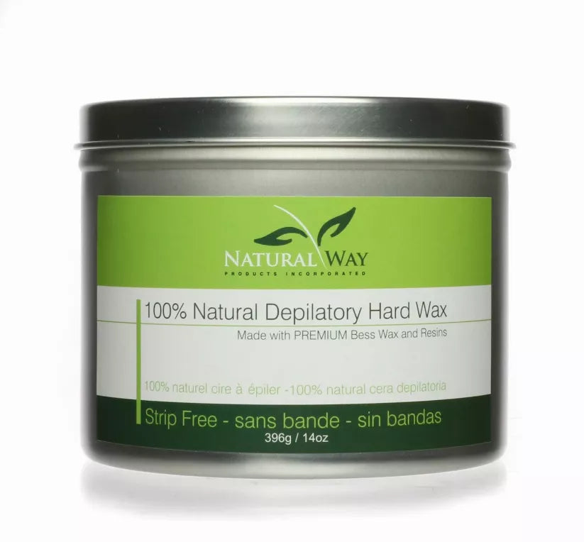Hard wax jar for face & body, Natural Way green, strip-free 100% natural depilatory