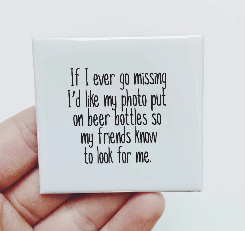 White card with black quote text about photo on beer bottles if missing